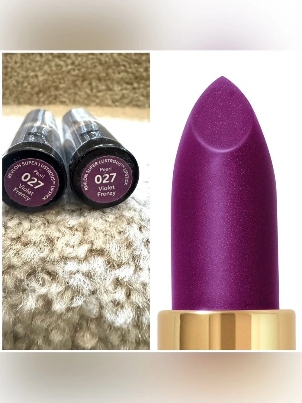 Revlon Super Lustrous Lipstick 027 Violet Frenzy - Purple Pearl 2 pack - Picture 1 of 3
